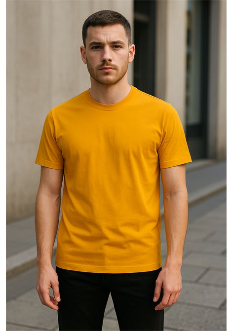 Check out Alpha Studio's signature Ice cotton T-shirt in an elegant gold hue, perfect for any season. Comfort and style in one. ALPHA STUDIO |  | AU-1330C1009